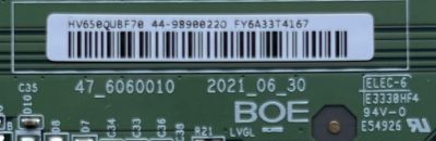 T-CON PARA TV VIZIO ((NUEVA)) NUMERO DE PARTE 44-9790022O / 47_6060010 / HV650QUBF70 / FY6A33T3581 / MODELO M65Q6M-K04 LBSFL5LY / V655M-K04 LBSFM9LY	 - Imagen 2